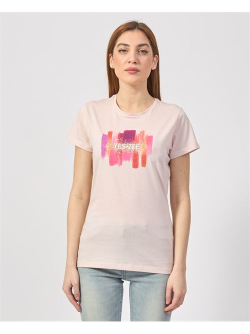 T-shirt donna Yes Zee in cotone con stampa YES ZEE | T222-T9010441